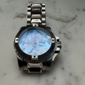 Invicta Silver Watch with Luminous Blue Dial